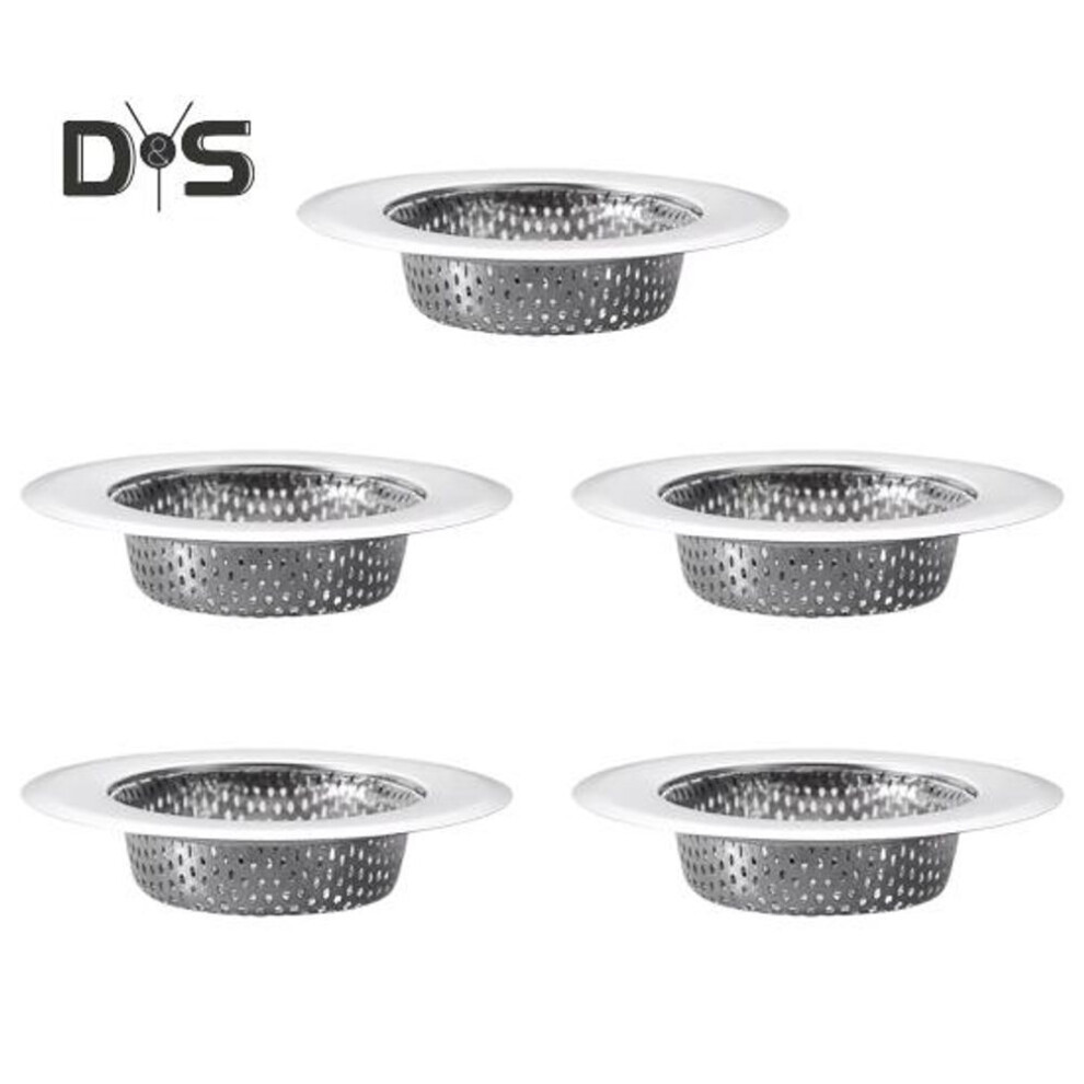 (as the picture, D) 5pcs Kitchen Sink Strainer Stainless Steel Mesh Sink Strainer With Large Wide Rim Anti-rust Large Basket Strainer Anti-clog Garbage Disposal Cover