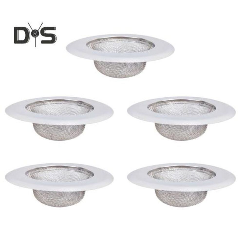 (as the picture, H) 5pcs Kitchen Sink Strainer Stainless Steel Mesh Sink Strainer With Large Wide Rim Anti-rust Large Basket Strainer Anti-clog Garbage Disposal Cover