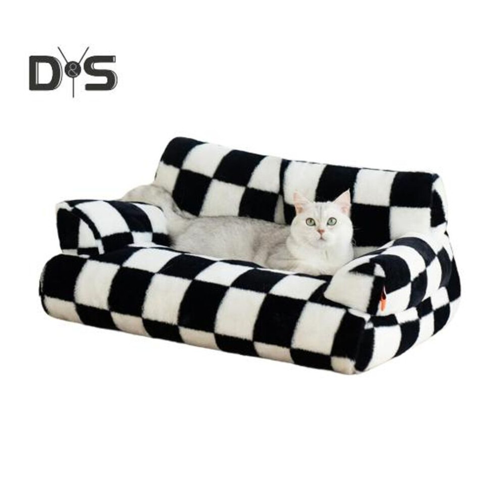 (black) Plush Pet Bed for Small Medium Cats Dogs Washable Puppy Sleeping Sofa Thicken Warm Cat Couch with Anti Slip Bottom Gift for Pet Lovers