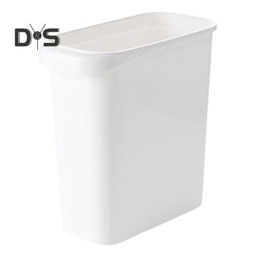 (white) Slim Garbage Can Large Capacity High Durability Easy To Clean Bathroom Garbage Container Decorative Trash Bin