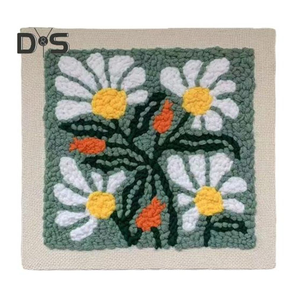(as the picture, B) Embroidery Punch Needle Kit Diy Floral Embroidery Set With Punch Needle Yarns Punch Needle Embroidery Starter Kit For Beginner Kids