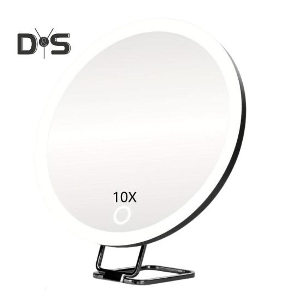 (black, 10X) 10/20/30x Magnifying Mirror With Led Light Tweezers 360 Degrees Rotary Portable Wall Hanging Handheld Desktop Men Women Magnified Makeup Vanity Mirror