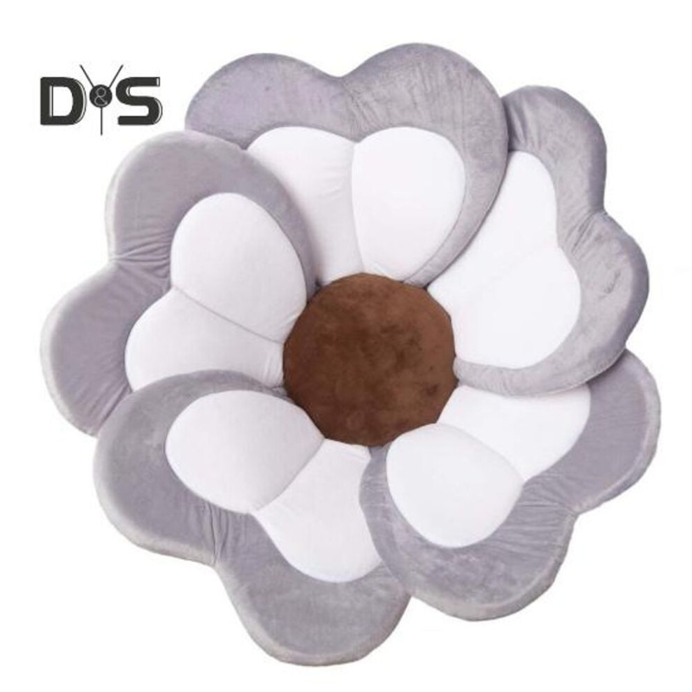 (grey white) Flower Shape Bath Mat Foldable Newborn Bathtub Support Anti-Slip Safety Machine Washable Bath Pad Bathing Accessory