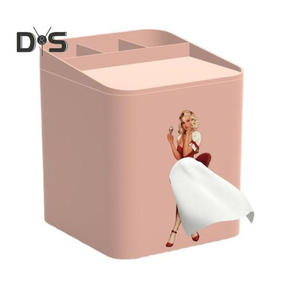 (pink) Decorative Tissue Box Holder With Removable Lid Large Capacity Unique Pattern Design Tissue Paper Box Desk Ornament