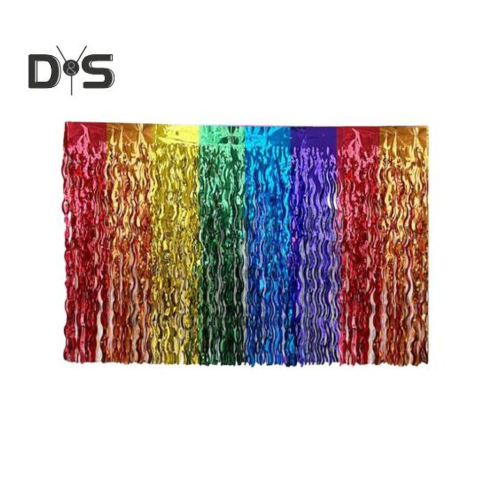Table Skirt Wavy Metallic Tinsel Foil Fringe Reusable Waterproof Dense Beach Jungle Parties Ceremony Birthday Party Decoration Table Skirt For