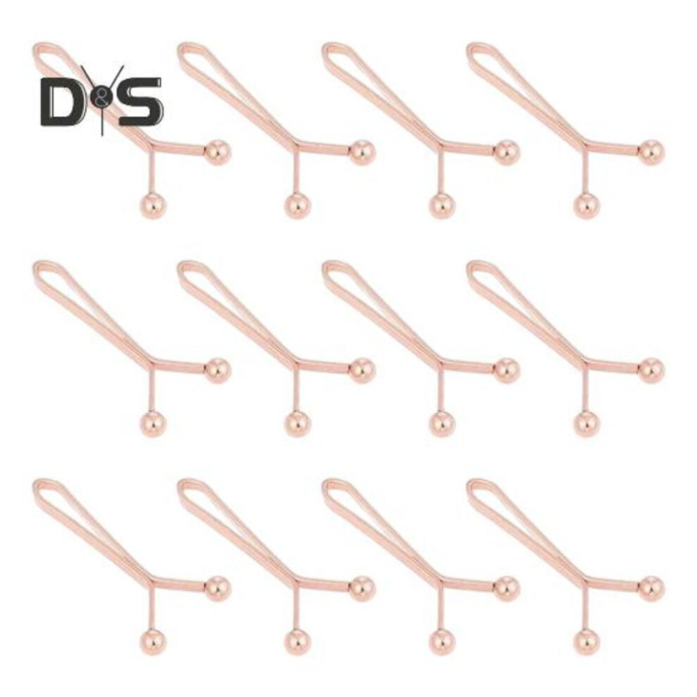 (rose gold) 12pcs Head Scarf Fixing Clip Heavy Duty Metal U-shaped Clip Multi-functional Women Shirt Sleeve Jeans Pants Clip Buckle Clothing Accessories