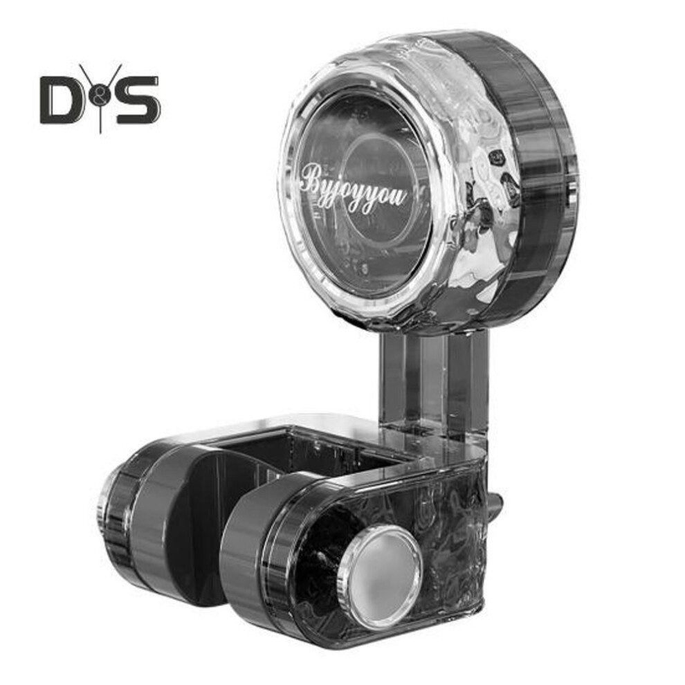 (clear,grey) Suction Cup Shower Head Holder Angle Adjustable Strong Load-Bearing Universal Removable Wall Mount Shower Rack with Hook