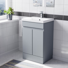 Nes Home Matte Grey 500mm PVC Freestanding Bathroom Basin Vanity Unit