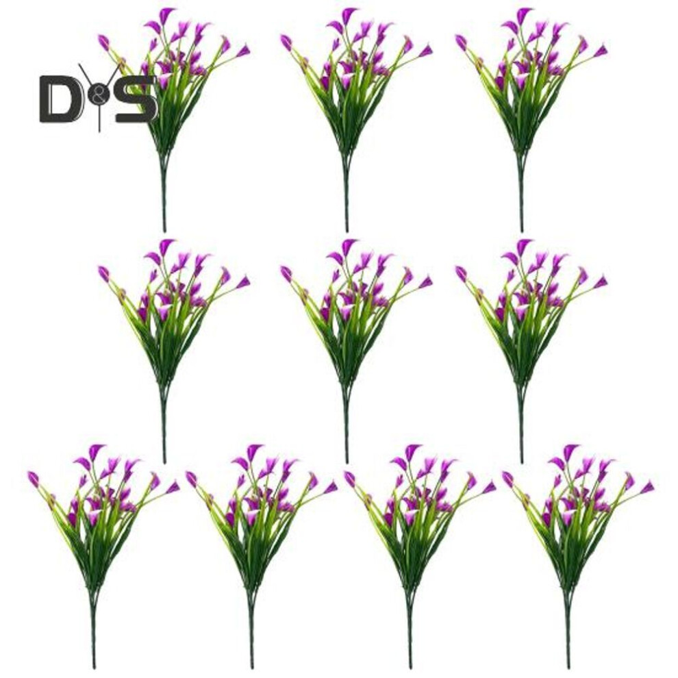 (rose red) 10 Pcs Artificial Calla Lily Bunch Realistic Fake Flowers Uv-resistant Faux Calla Lily Flowers For Indoor Vase Flower Arrangement Outdoor Decor