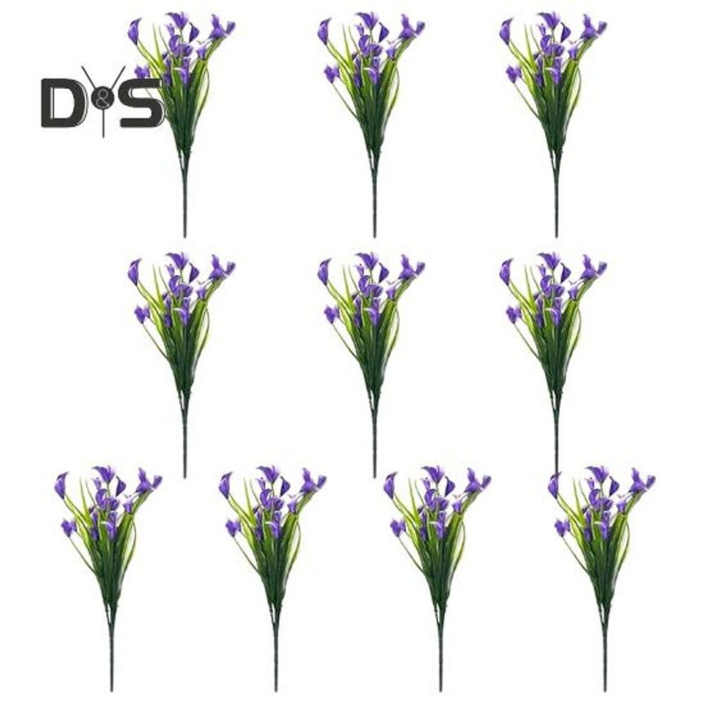 (purple) 10 Pcs Artificial Calla Lily Bunch Realistic Fake Flowers UV-Resistant Faux Calla Lily Flowers for Indoor Vase Flower Arrangement Outdoor Decor
