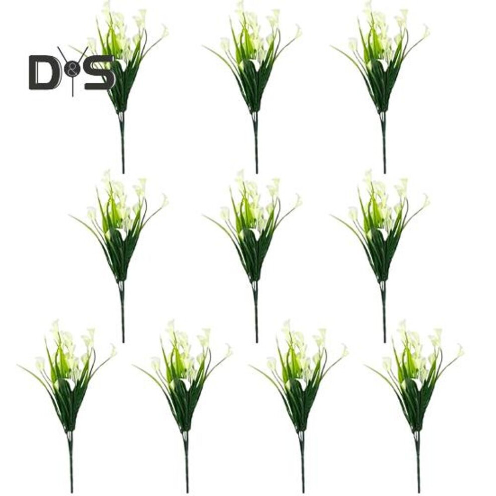 (white) 10 Pcs Artificial Calla Lily Bunch Realistic Fake Flowers Uv-resistant Faux Calla Lily Flowers For Indoor Vase Flower Arrangement Outdoor Decor