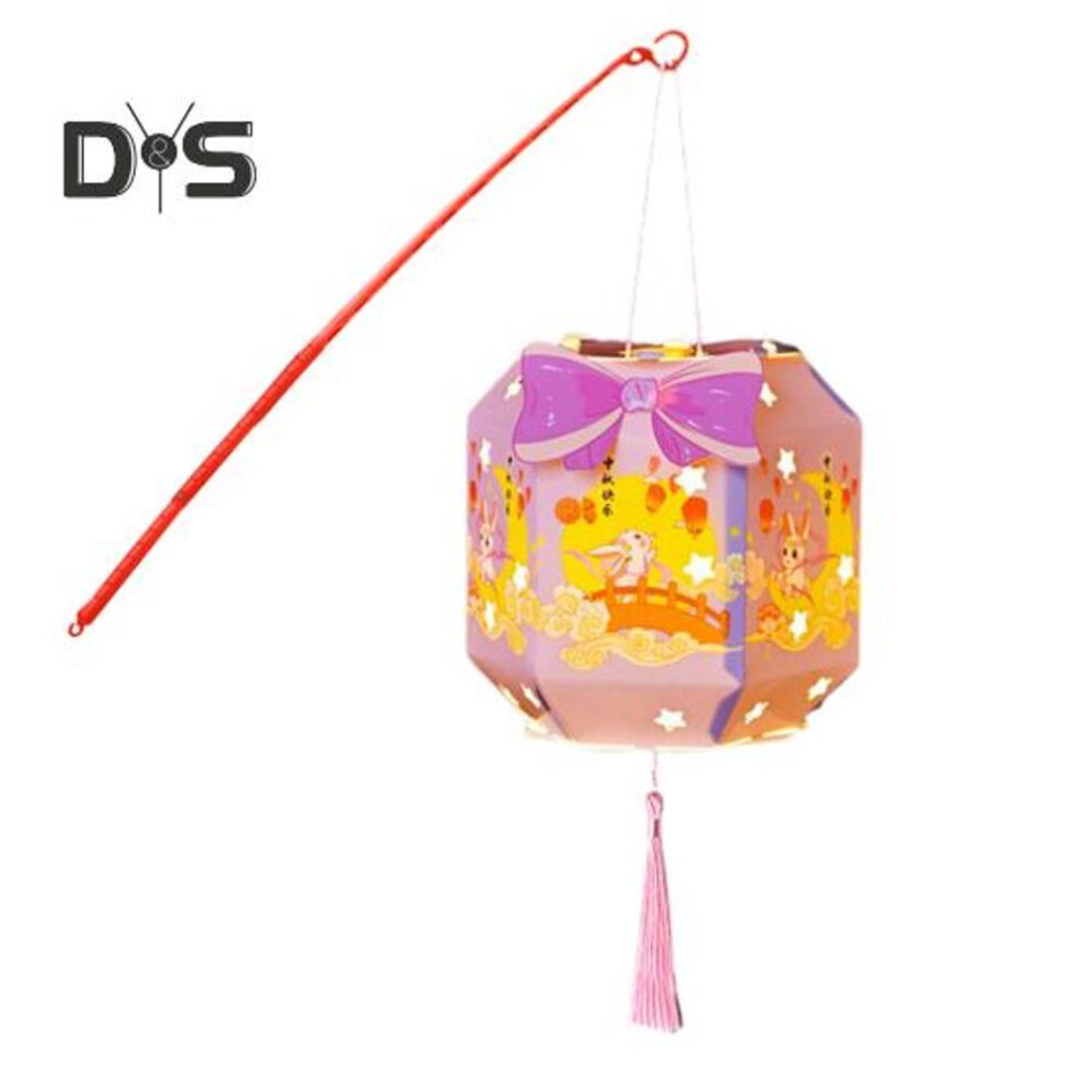 (purple) Chinese Style Diy Lantern Kit Handmade Led Lantern Glowing Paper Craft Festival Hanging Royal Lamp For Mid-autumn