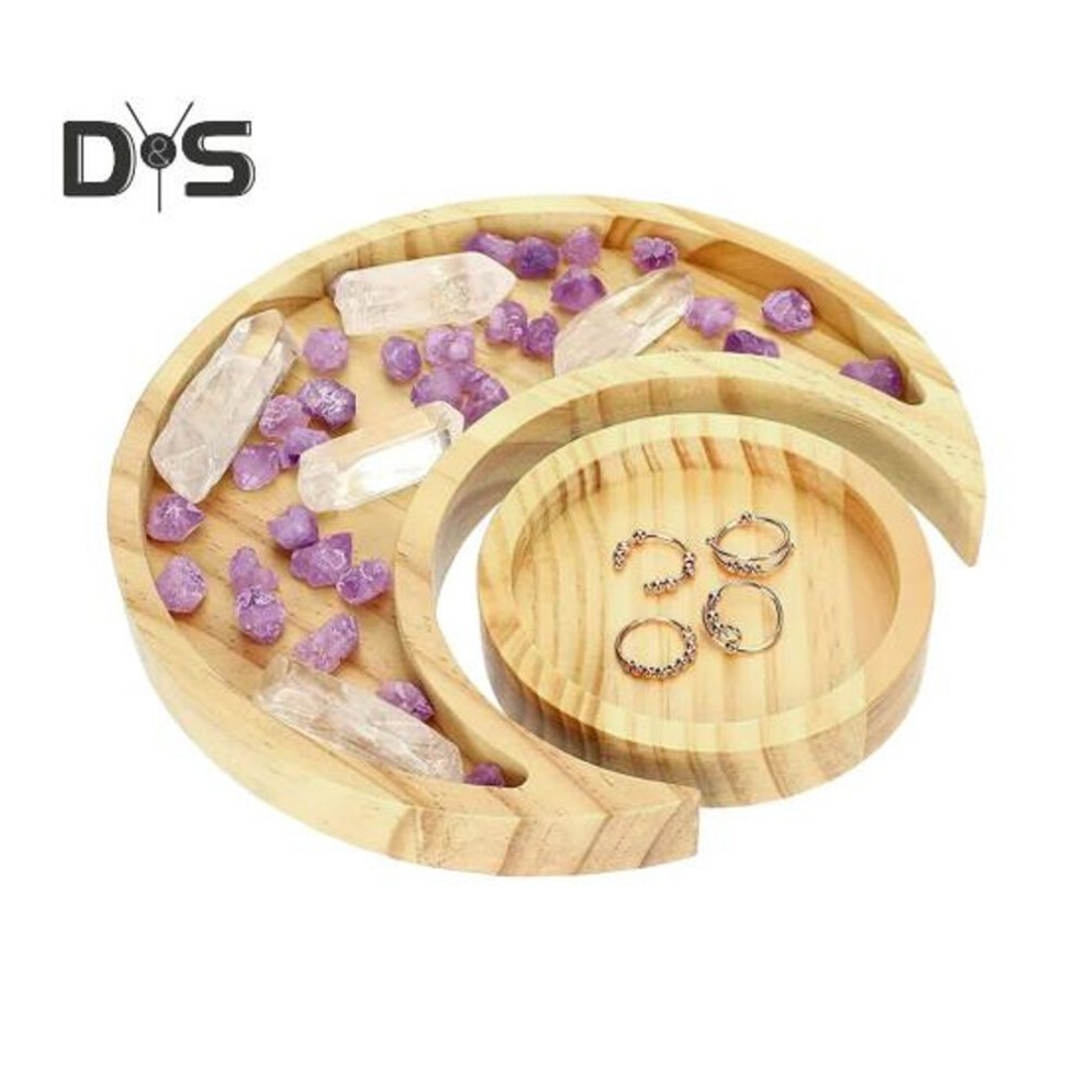 (as the picture, A) Moon Star Wooden Plate Jewelry Tray Smooth Edge Burr Free Dessert Party Serving Tray Ramadan Decoration