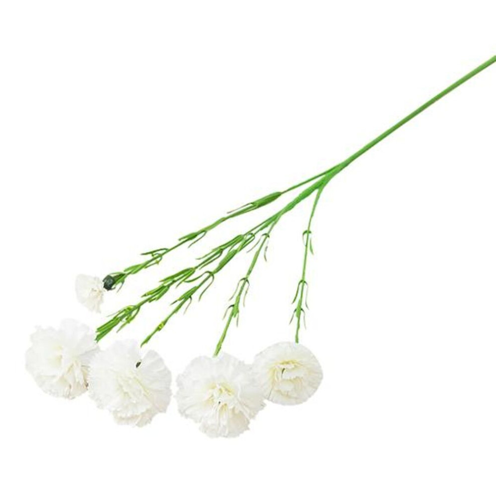 (white) Artificial Flower 1 Branch Realistic Easy Care 5 Forked Beautiful Romantic Wedding Artificial Carnation Party Supplies