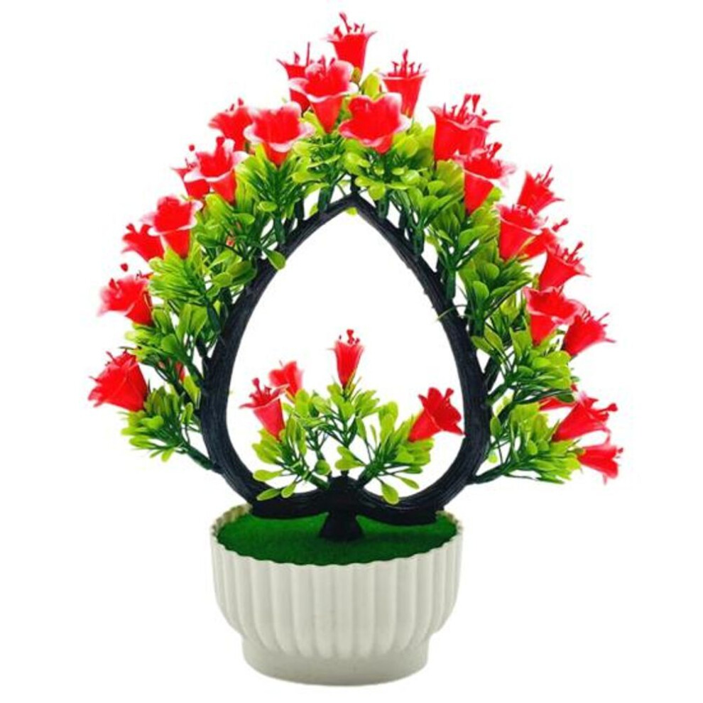 (red) Artificial Flower Plastic Bonsai Realistic Fresh Keeping Elegant Fake Wedding With Pot Gardening Supplies