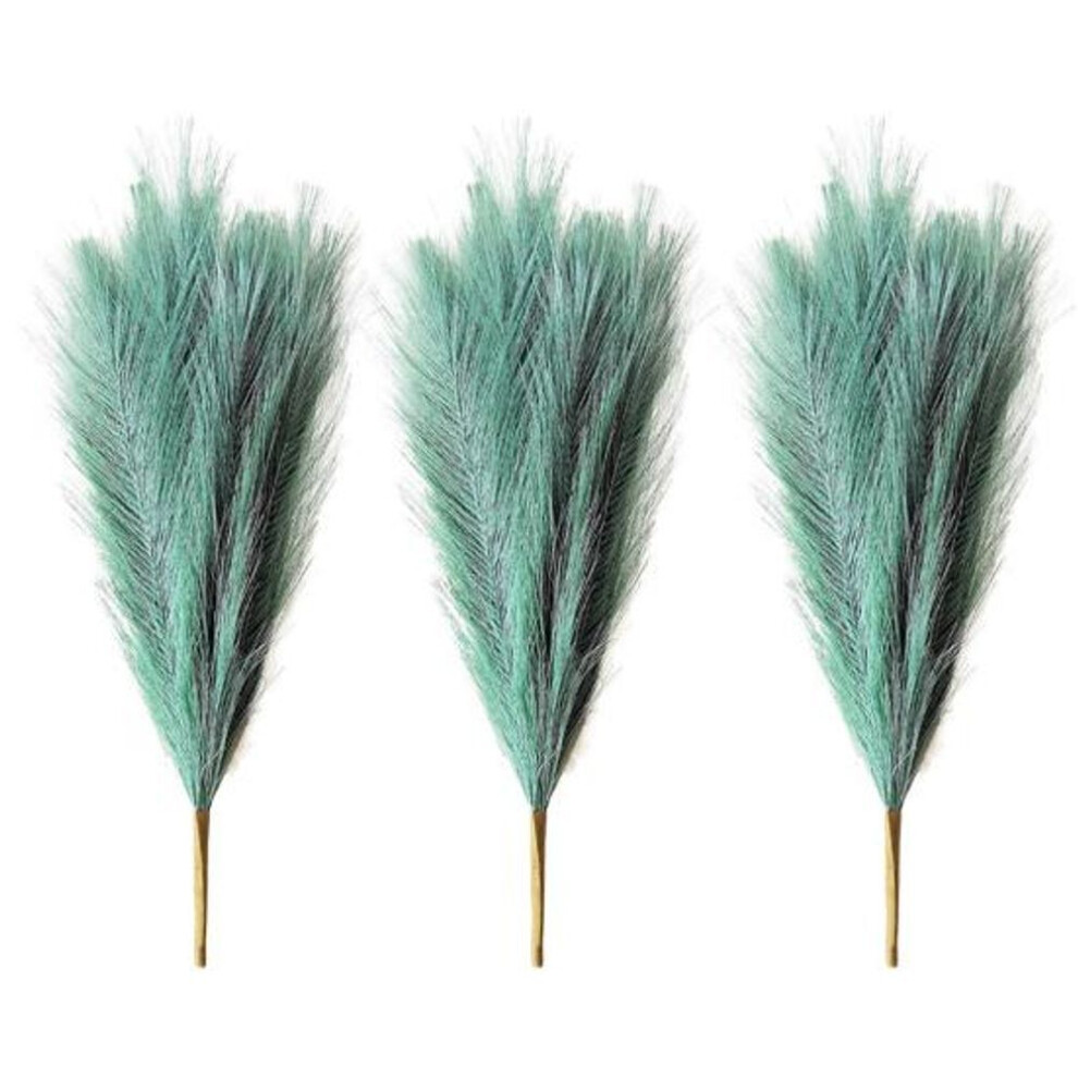 (green) Artificial Flower 3pcs/bag Pampas Grass Fine Workmanship Faux Silk Anti Fade 5 Forks Fake Pampas Grass