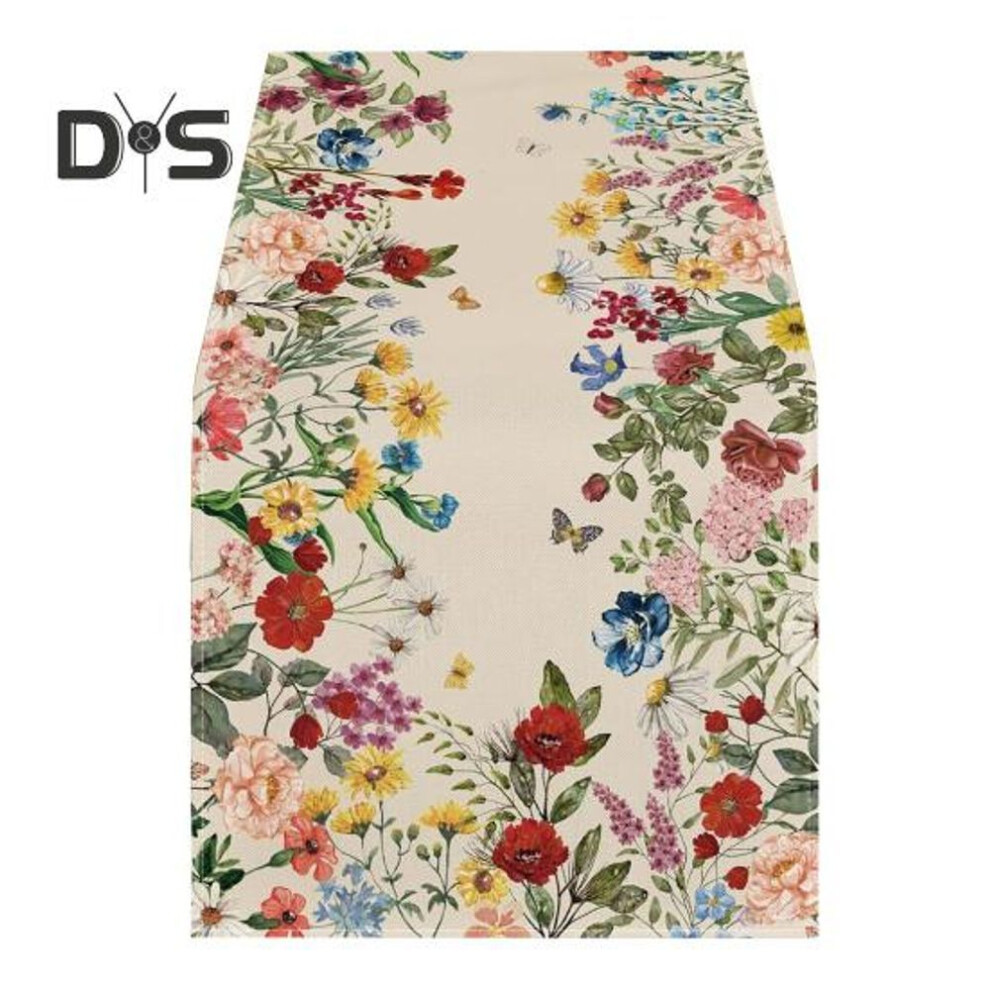 (as the picture, One Size E) Table Runner Christmas Floral Printing Machine Washable Home Party Decoration Table Runner Protects Table From Heat Scratches Spills Tablecloth