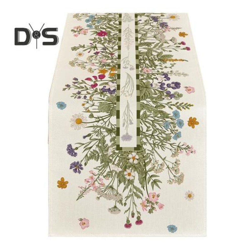 (as the picture, One Size D) Table Runner Christmas Floral Printing Machine Washable Home Party Decoration Table Runner Protects Table from Heat Scratches Spills Tablecloth