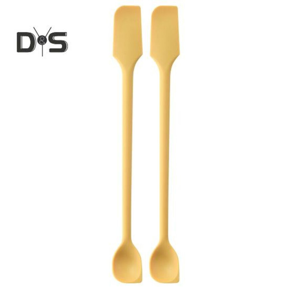 (yellow) Double-Ended Silicone Spatula Thin Jar Scraper Small Makeup Scrapers Mini Food-Grade Scraper & Spreader for Jams Baking Cooking
