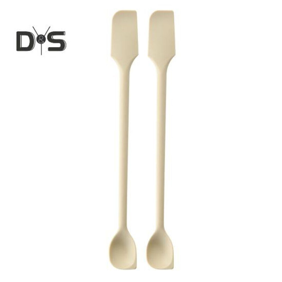 (beige) Double-Ended Silicone Spatula Thin Jar Scraper Small Makeup Scrapers Mini Food-Grade Scraper & Spreader for Jams Baking Cooking