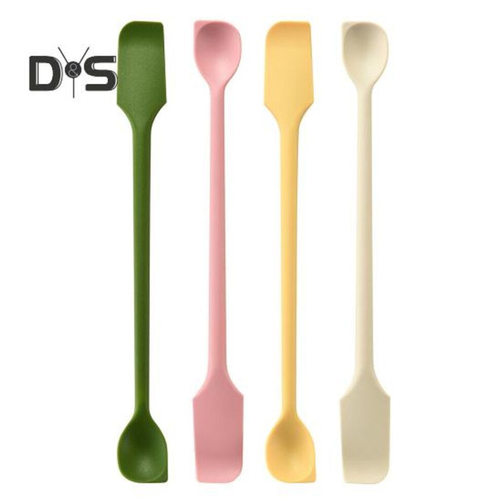 (multicolor) Double-Ended Silicone Spatula Thin Jar Scraper Small Makeup Scrapers Mini Food-Grade Scraper & Spreader for Jams Baking Cooking