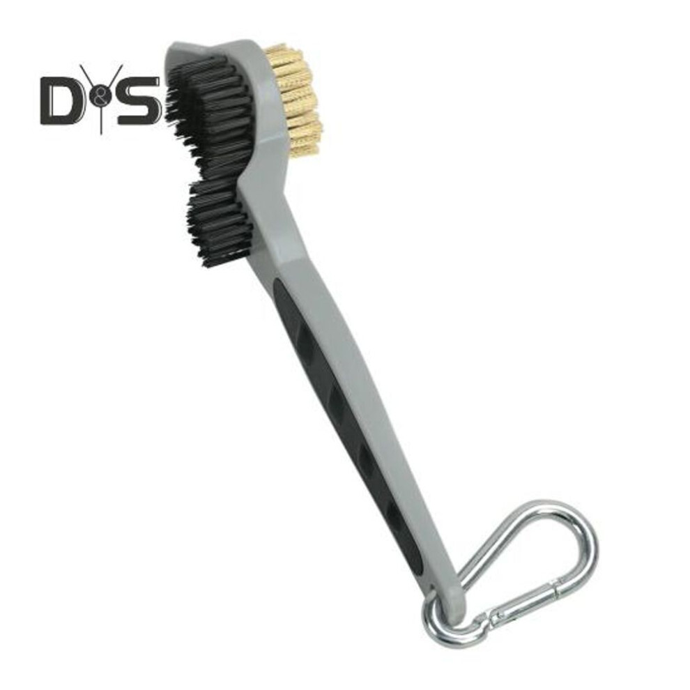 Double-sided Golf Club Brush Nylon Bristles Non-slip Grip Compact Design Portable Quick-release Club Brush Cleaning Scrubber