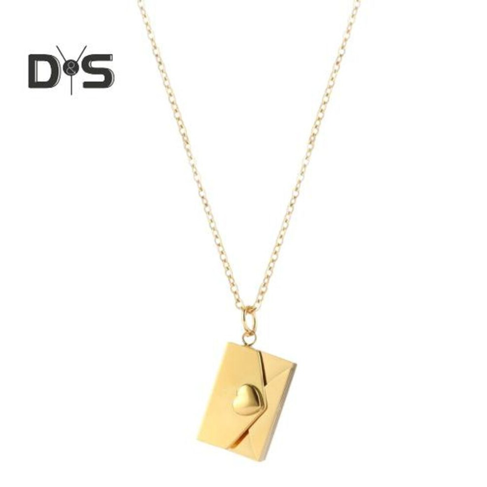 (golden) Personalized Envelope Locket Necklace For Women Custom Love Letter Message Birthstone Jewelry Envelope Box Pendant Gift For Mom Wife