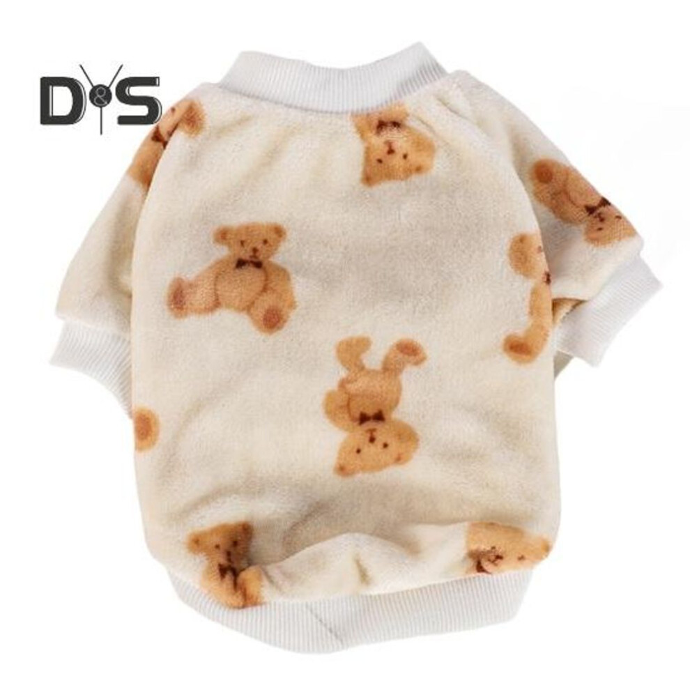 (white, M) Fuzzy Dog Pajamas Puppy Winter Clothes Warm Coat Fleece Pet Jumpsuit Onesie Cat Soft Outfit for Small Dogs Cats