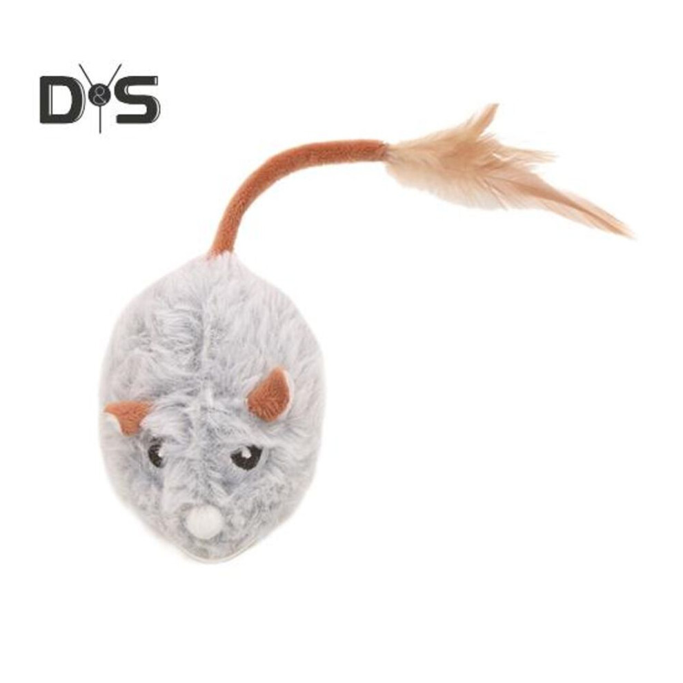 (as the picture, B) Electric Mouse Cat Toy USB Rechargeable Interactive Kitten Toy with Feather Tail Automatic Moving Plush Mouse for Indoor Cats