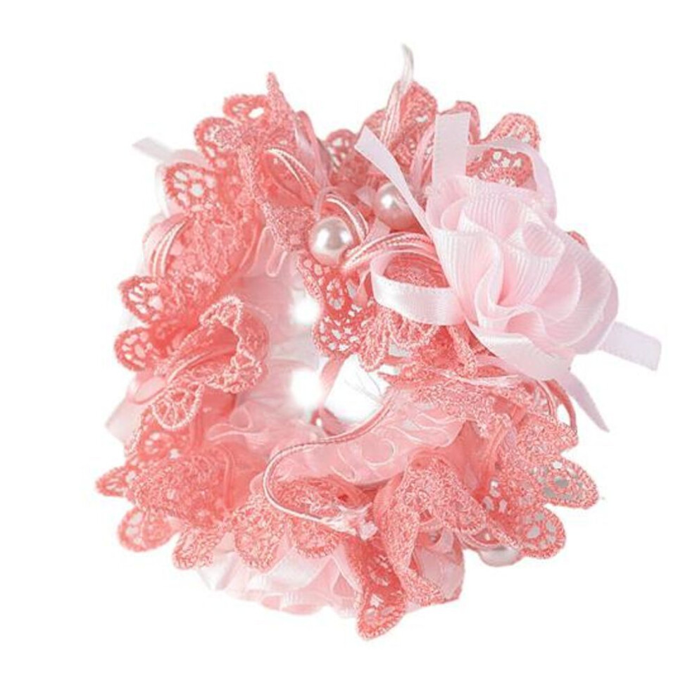 (pink) Elegant Hair Tie Big Beautiful Hollow Bow Beads Ponytail Holder-image-OPC-PH5YJ5V-NEW