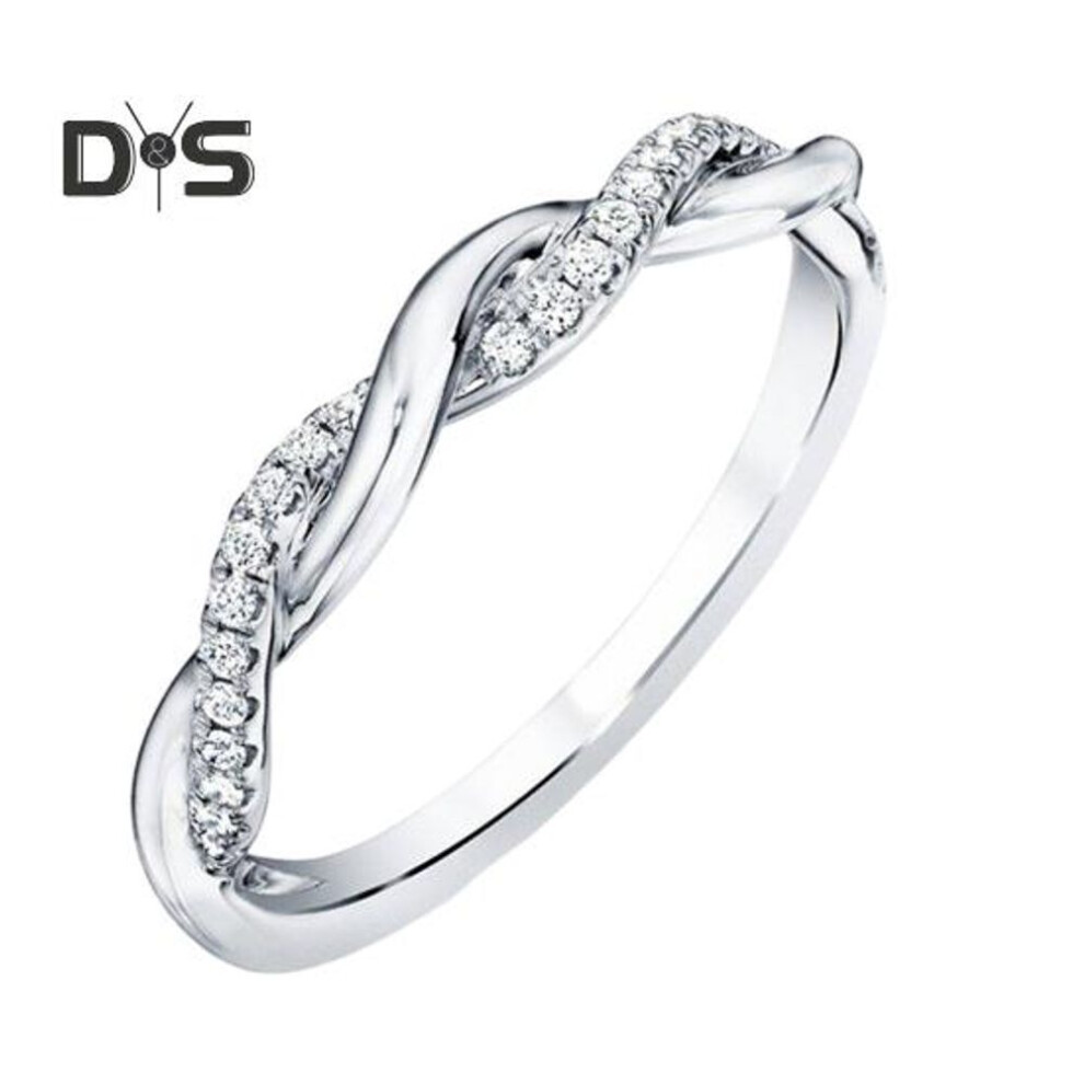 (white, US 7) Cubic Zirconia Twisted Ring For Women Stackable Silver Love Ring Engagement Wedding Jewelry Accessory For Her