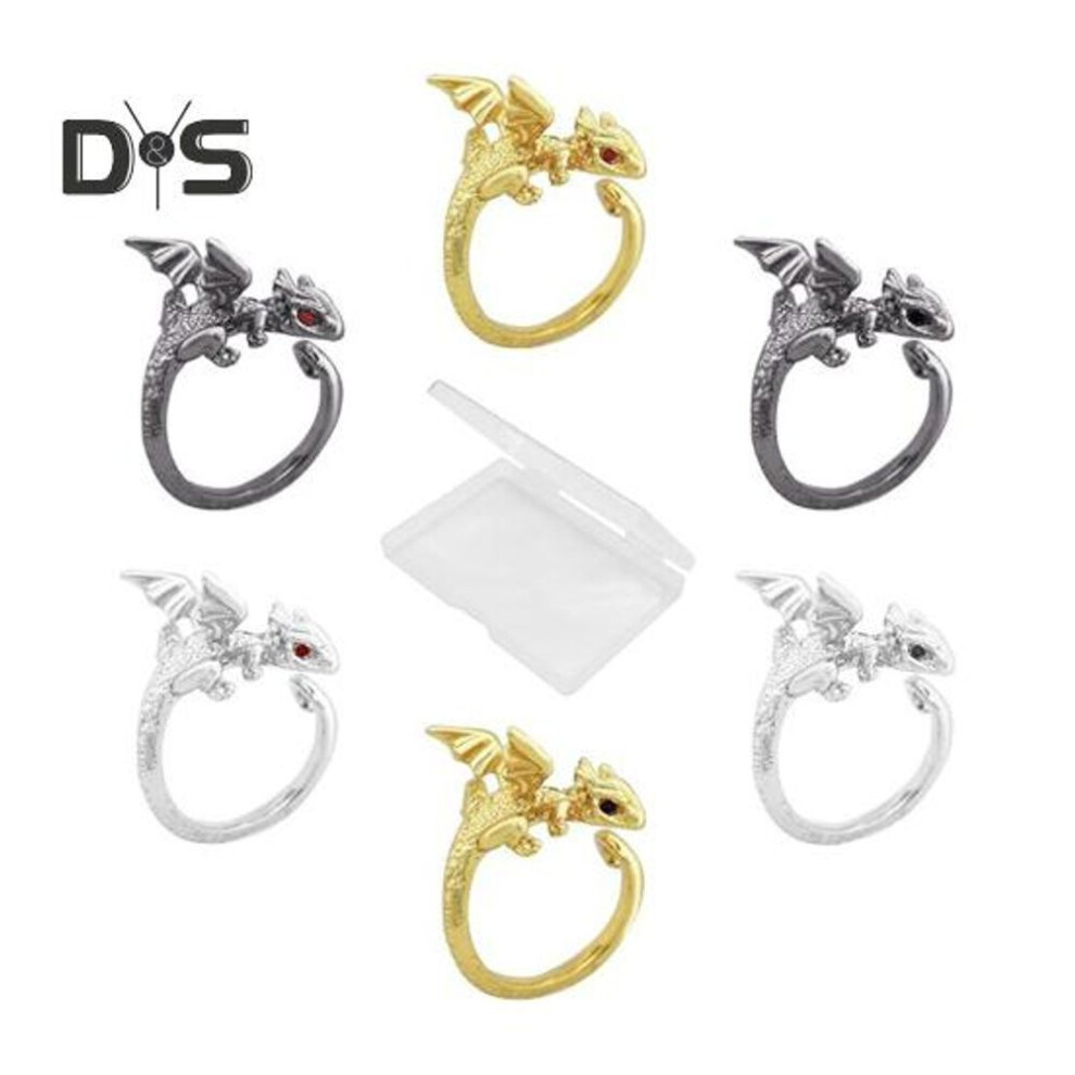(as the picture, A) Dragon Crochet Tension Rings Adjustable Crocheting Rings With Metal Spiral Stitch Markers Dragon Yarn Holder Ring With Storage Box For Knitting