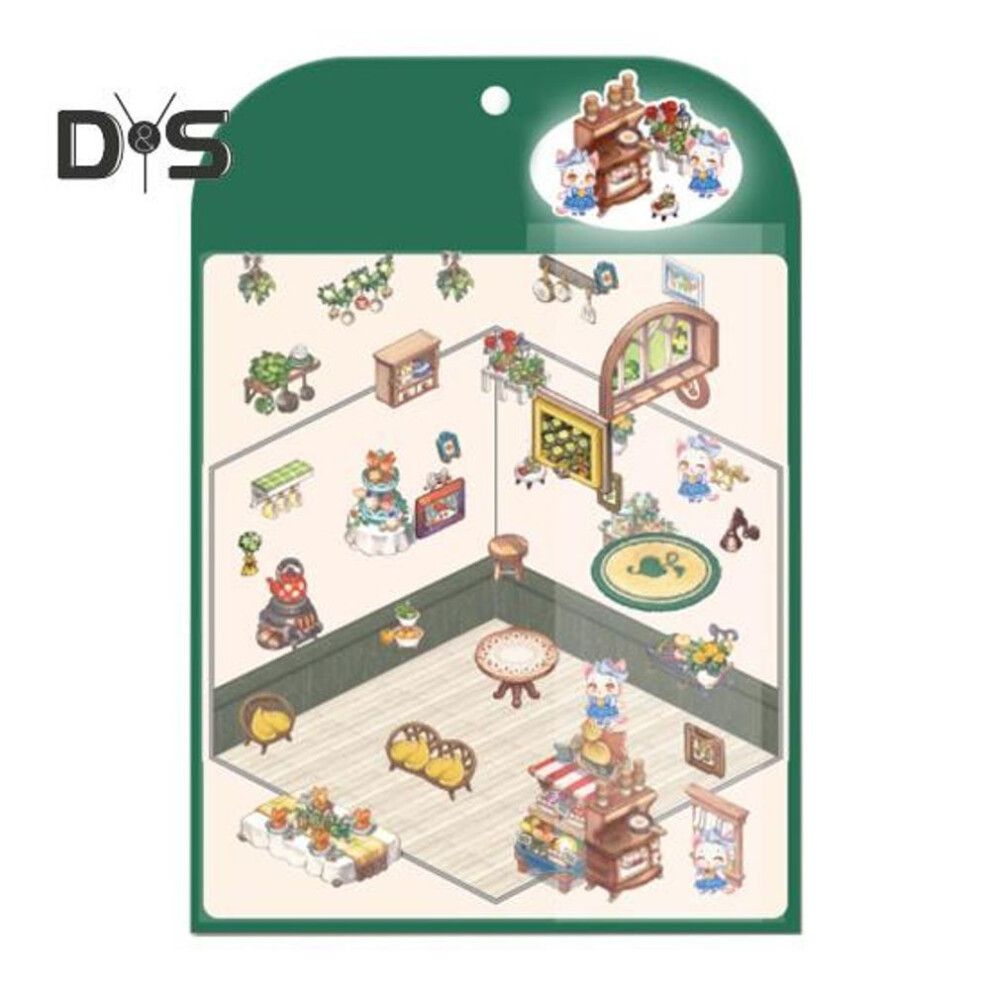 (as the picture, D) 1/4 Set Diy 3D House Stickers Four Themes Study Christmas Bedroom Party Stress Relief Scene Stickers