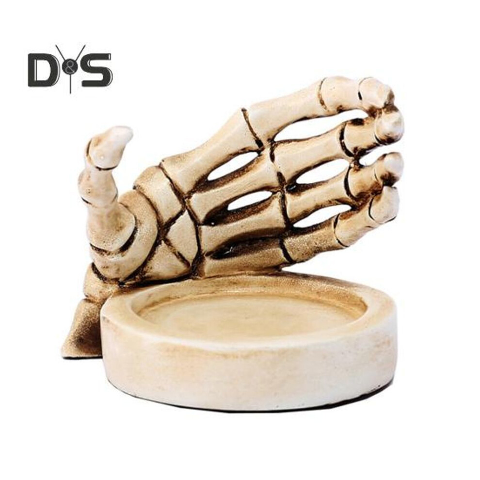 (white) Halloween Skeleton Hand Candle Holder Spooky Skull Hand Shaped Tealight Candle Stand Candlestick Tray Centerpiece Desktop Decoration Ornament