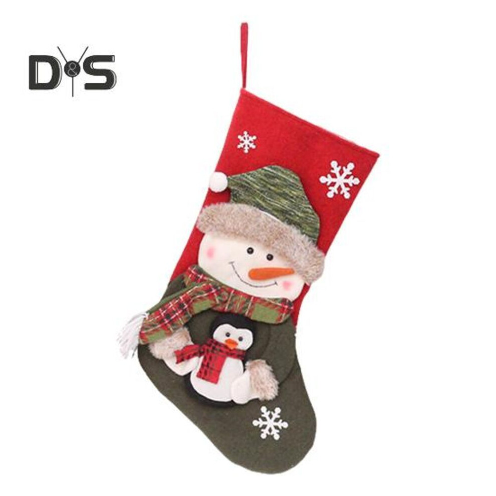 (as the picture, B) Christmas Stocking 3D Santa Snowman Deer Pattern Large Xmas Stocking Home Decor Hanging Christmas Stocking for Boys Girls Gift