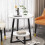 Round 2 Tier Coffee Table Side Table White Marble Effect End Table Living Room 1