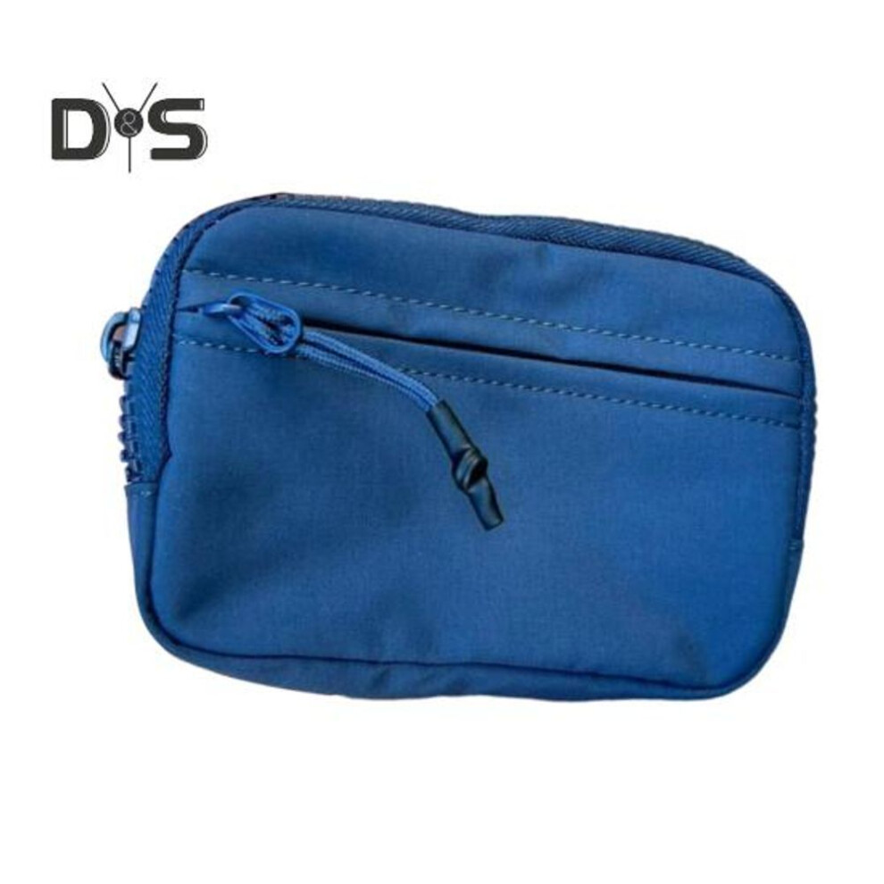 (navy blue) Portable Card Holder Mini Wallet Zipper Closure Multiple Compartments Waterproof Small Size Large Capacity Zip Keychain Pouch