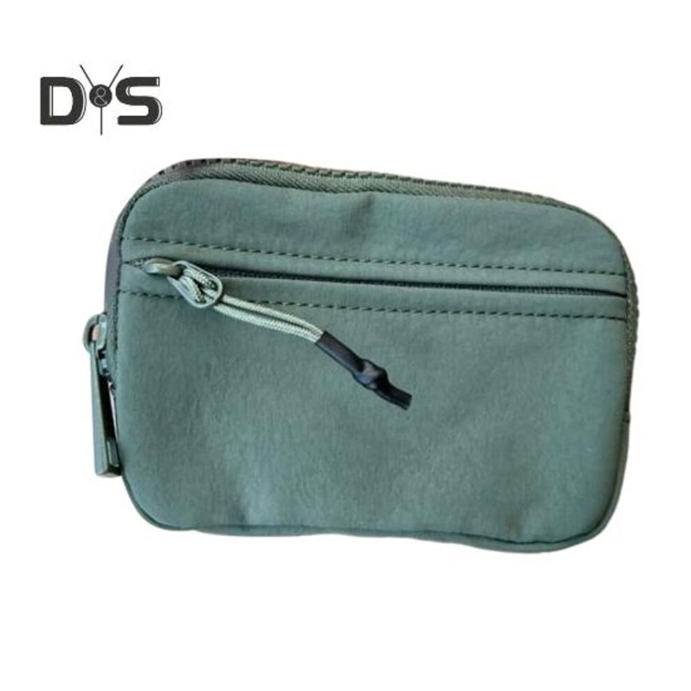(green) Portable Card Holder Mini Wallet Zipper Closure Multiple Compartments Waterproof Small Size Large Capacity Zip Keychain Pouch