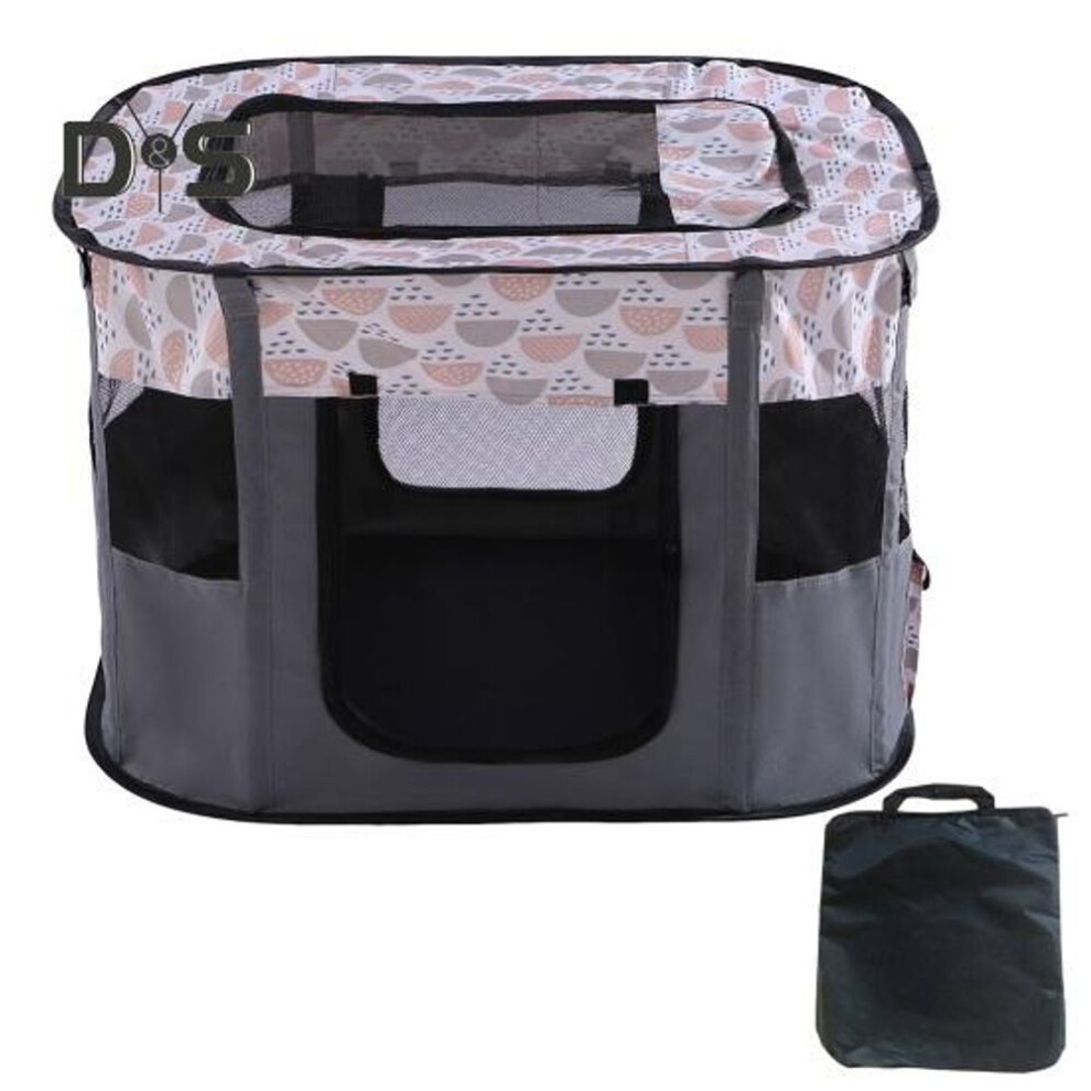 (grey, L) Pet Playpen Collapsible Dog Playpen Portable Exercise Kennel Tent Dog Crate Cage Pet Enclosure Fence for Dog Cat Rabbit