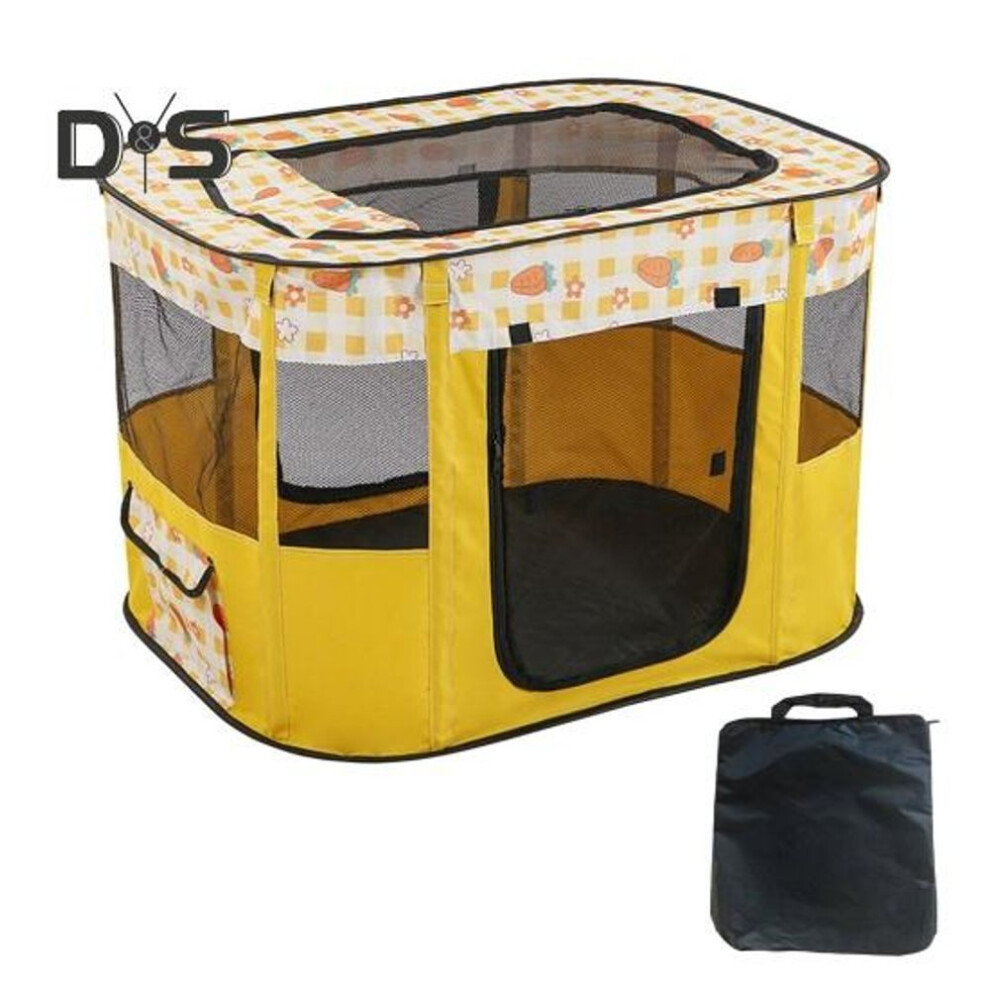 (lemon yellow, S) Pet Playpen Collapsible Dog Playpen Portable Exercise Kennel Tent Dog Crate Cage Pet Enclosure Fence For Dog Cat Rabbit