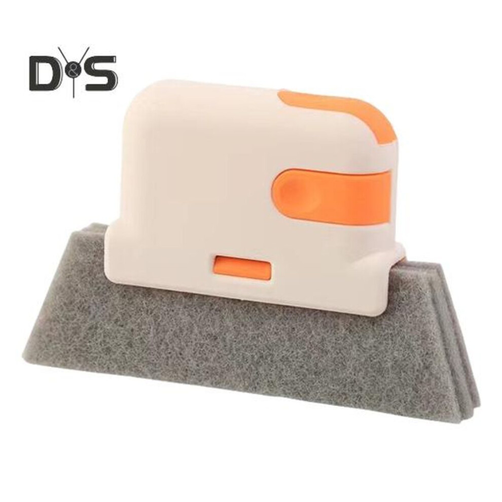 (orange, A) Groove Cleaning Brush 3-in-1 Sliding Door Window Track Cleaning Tool Portable Crevice Cleaning Brush Ergonomic Handle Grout Cleaner