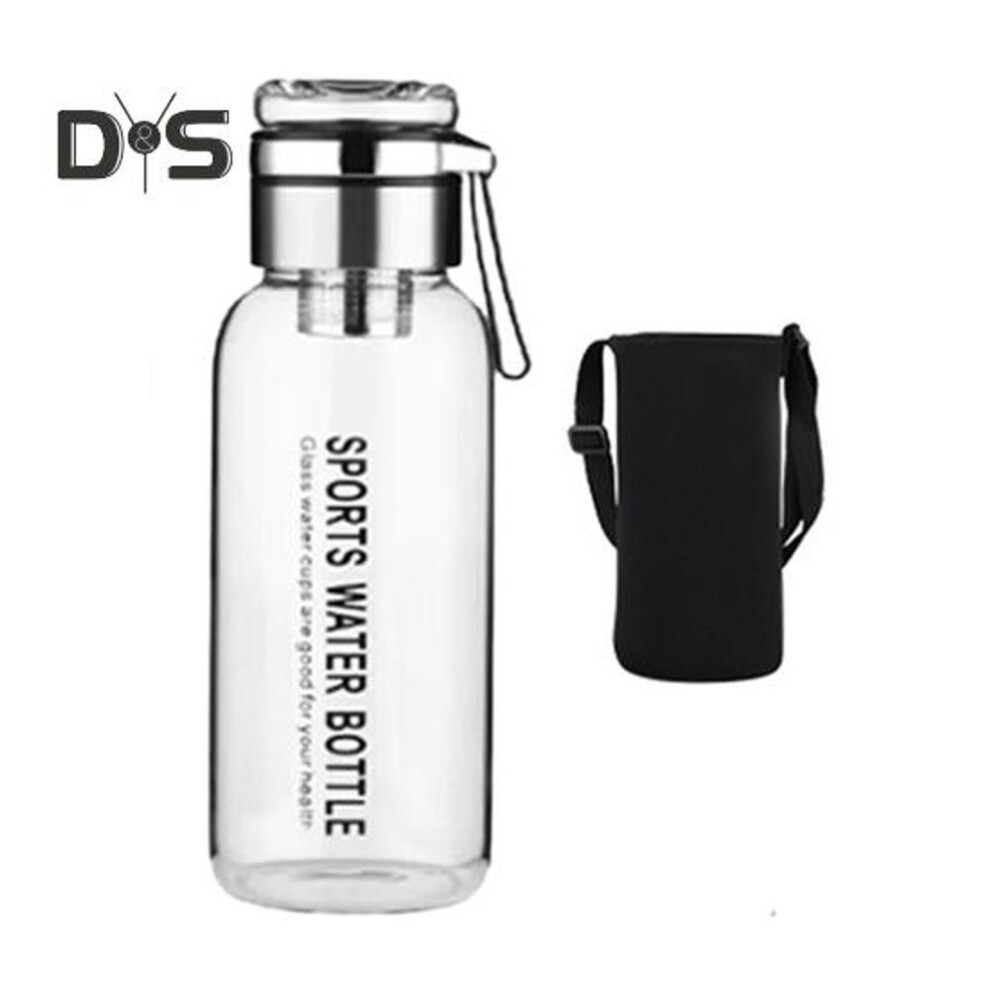 (transparent, 1000ML) Glass Water Bottle Transparent Leakproof Drinkware Tea Juice Cup Outdoor Water Bottle Portable With Sealing Ring And Heat-insulated Cover