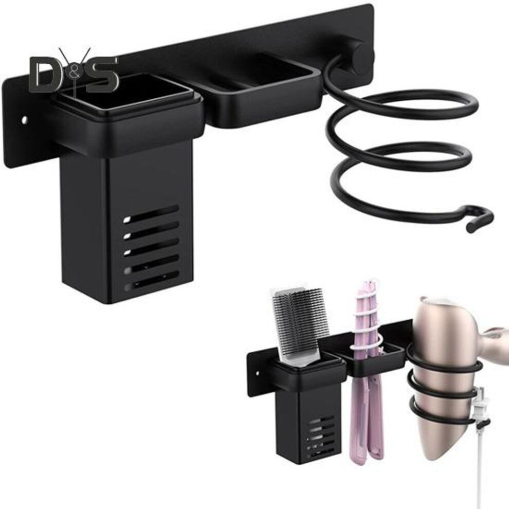 (as the picture, B) Hair Dryer Holder Curling Iron Storage Rack Heat-resistant Wall Mount Bathroom Blow Dryer Holder Bathroom Hair Tool Organizer Rack