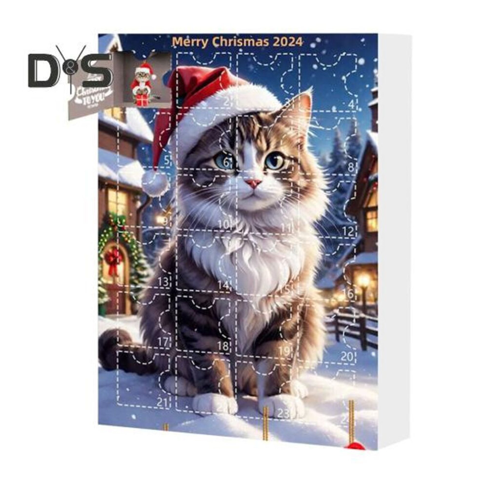 (as the picture, A) 2024 Pet Advent Calendar 2d Flat Acrylic Cat Dog Pendants Christmas Tree Hanging Ornament Xmas Countdown Calendar For Home Decor