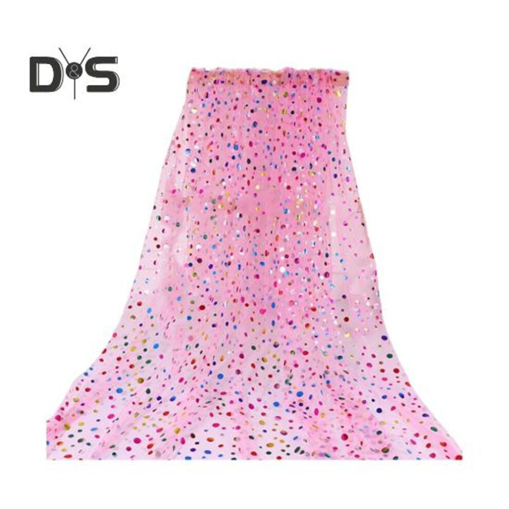 (pink, 150CM) 150cm Colorful Dot Tulle Table Runner French Sheer Round Dot Mesh Long Rectangle Wedding Bridal Shower Party Dining Table Cover Kitchen Supplies