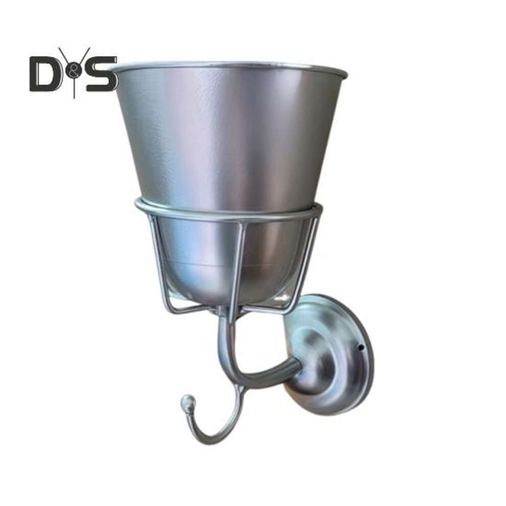 (silver) Stainless Steel Wall Mount Vase with Detachable Hook Vintage Home Office Living Room Porch Balcony Hallway Wall Hanging Flower Plant Holder Planter