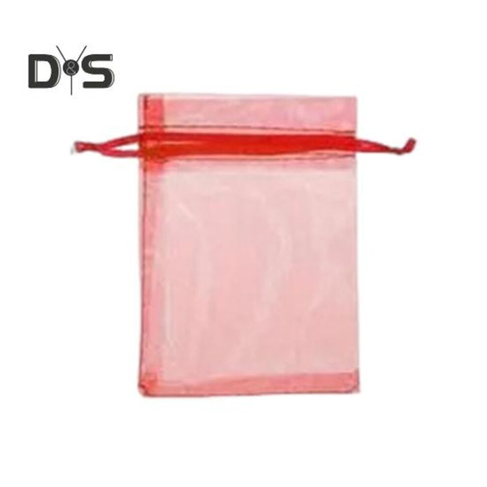 (red, S) 100pcs Organza Bags Large Capacity Vibrant Color Multipurpose Party Favor Mesh Bags Drawstring Jewelry Gift Bags