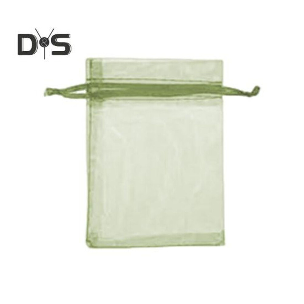 (army green, L) 100Pcs Organza Bags Large Capacity Vibrant Color Multipurpose Party Favor Mesh Bags Drawstring Jewelry Gift Bags