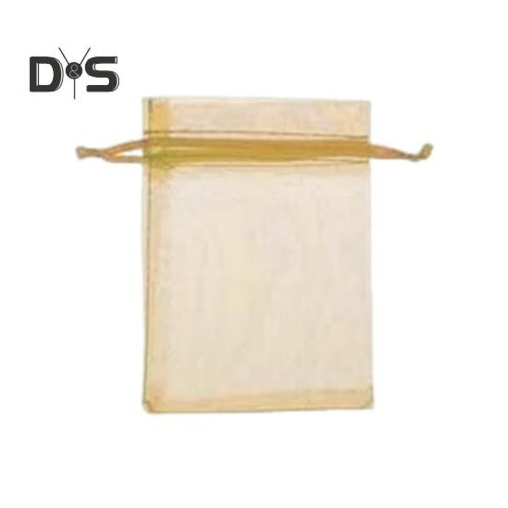 (golden, L) 100pcs Organza Bags Large Capacity Vibrant Color Multipurpose Party Favor Mesh Bags Drawstring Jewelry Gift Bags