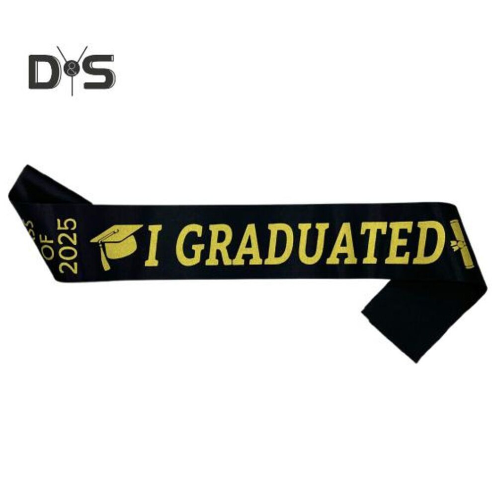 (black) 2025 Graduation Stole Unisex Adults Graduation Satin Sash Ribbon Class Of 2025 Congrat Grad Etiquette Belt For Academic Commencements